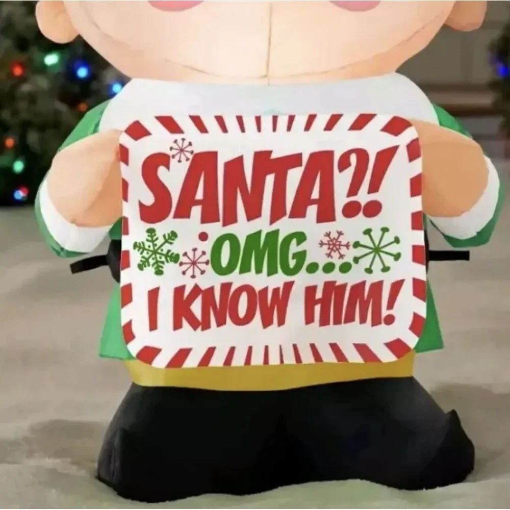 LED‎ Stylized Buddy the Elf with Banner Christmas Airblown Inflatable 3.5 Ft.